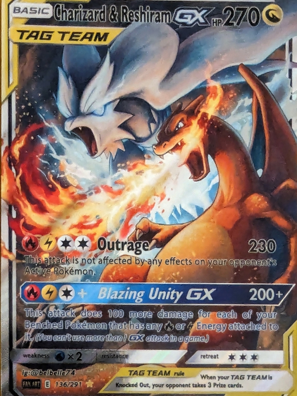 Charizard & Reshiram GX Tag Team Fan Art Custom Card